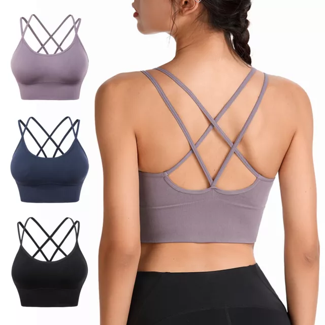 Donna con Spalline SPORTS Reggiseno Yoga Corsa M Sostegno Urto Palestra Workout