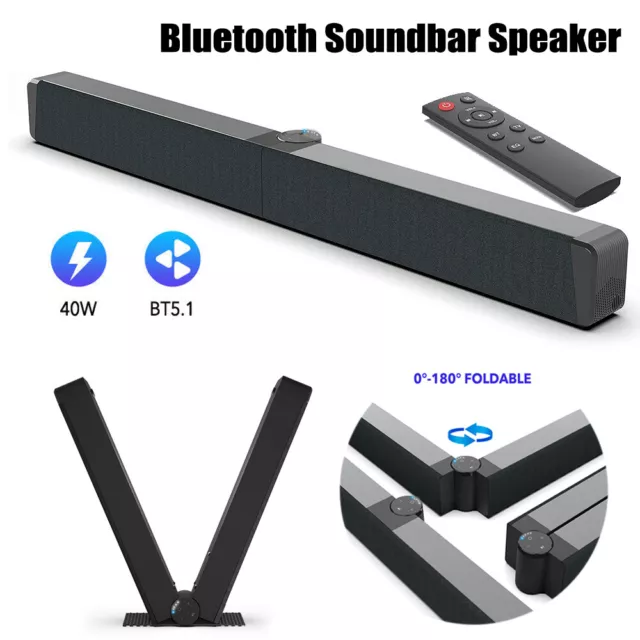 Bluetooth TV Sound Bar Speaker 3D Surround Sound Subwoofer Foldable Soundbar