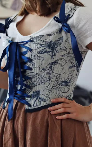 Porcelain 18th century stays linen corset cottagecore princesscore gray