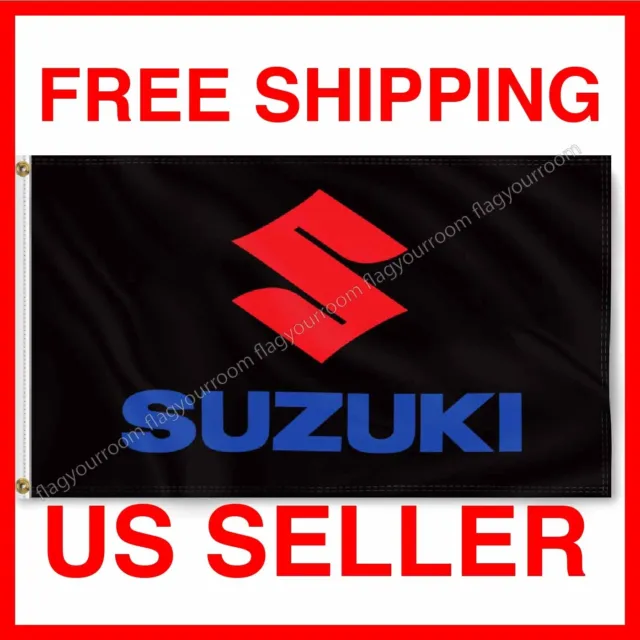 Premium Flag Suzuki Motorcycle 3x5 ft Banner Motocross Bike Racing Show Sign