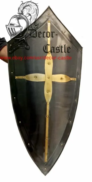 Hand Forged Gothic Layered Steel Cross Shield Medieval Battle Armor Sca/Larp