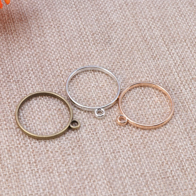 30 PCS Anhänger Aus Metallperlen Kreis Bilderrahmen Perlenstickerei