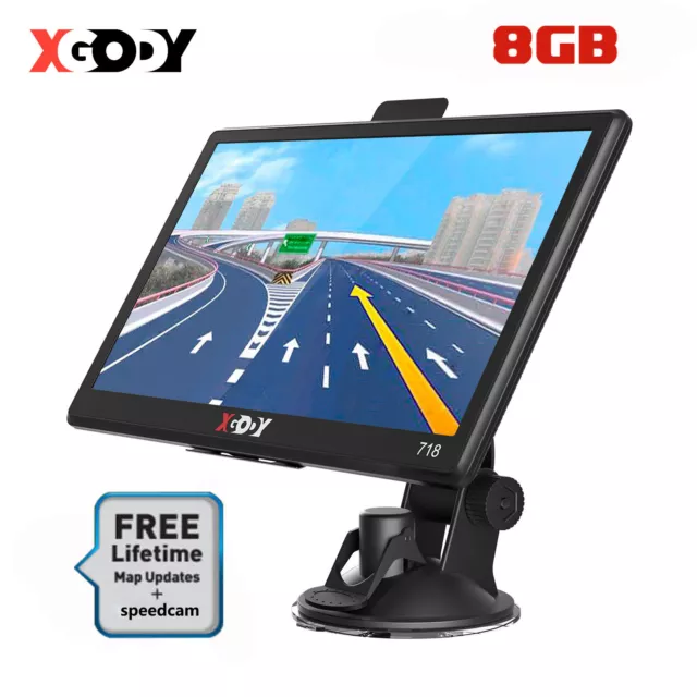 XGODY 7" Sat Nav GPS Navigation with UK EU Maps For Car HGV Lorry Motorhome POI