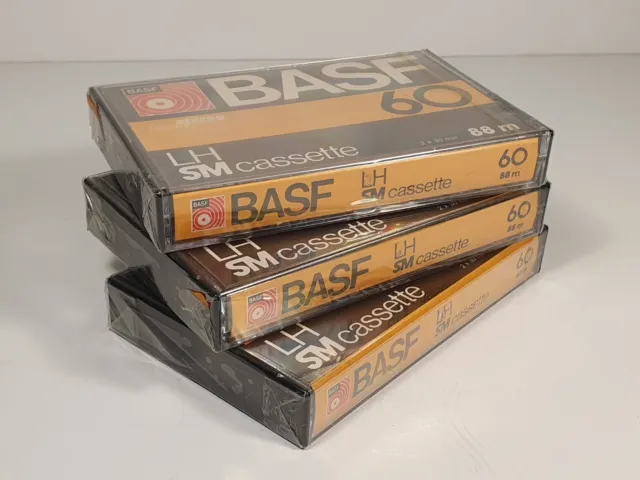 Lot de 3 Cassettes BASF LH 60 min Neuves - New & Sealed Audio K7 3