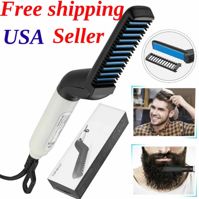 Quick Beard Straightener Multifunctional Hair Comb Curling Curler Show Cap Mens