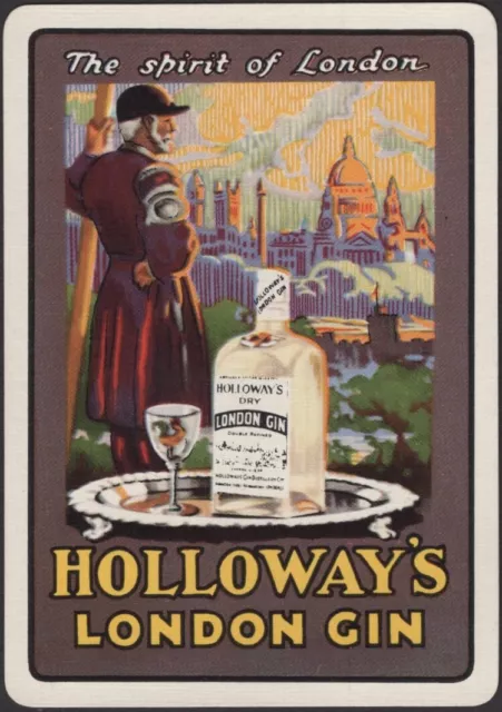 Playing Cards Single Card Old Antique Wide * HOLLOWAYS LONDON GIN  Advertising A