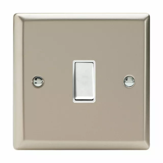 Varilight XNBPW Classic Satin Chrome 1 Gang 10A Retractive Light Switch