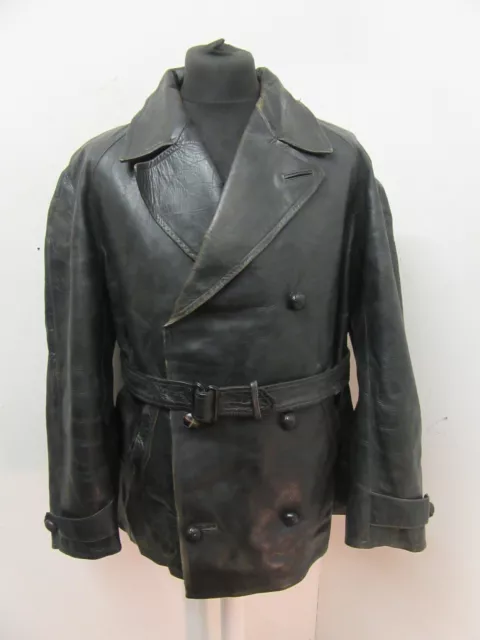 VINTAGE WW2 ITALIAN Police Officers Heavy Horsehide Leather Jacket Size ...