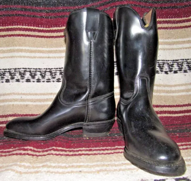Womens Vintage Georgia Black Leather Roper Cowboy Boots 9.5 M NEW in Box