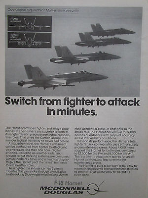 2/1980 PUB MCDONNELL DOUGLAS F-18 HORNET AIRCRAFT CARRIER US NAVY ORIGINAL AD 