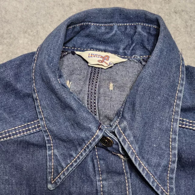 Vintage Levi's Orange Cursive Tag Women’s Denim Jean Shirt 1970's Medium Pockets