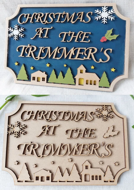 Weihnachten am 'Nachnamen' Willkommensplatte personalisiertes Geschenk hängendes Schild Dekor