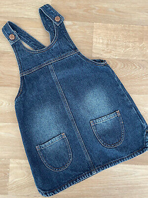 Baby Girl 18-24 months Next Blue Denim Dungaree Pinafore Dress with Pockets