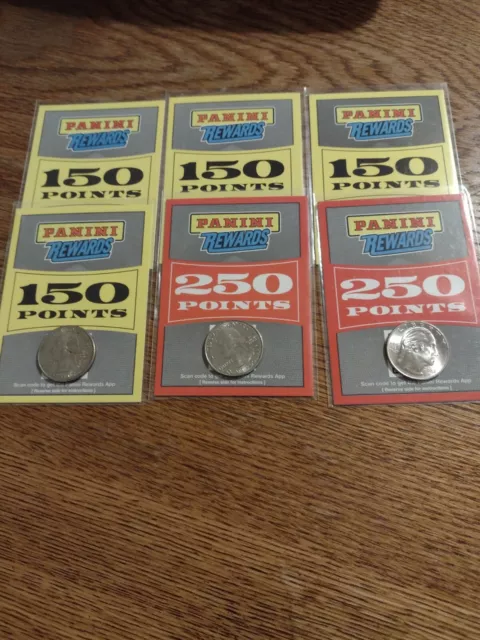Lot Of 6 Unused & Unscanned Panini Rewards Point 1100 Points Total
