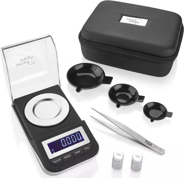 Milligram Scale with Case, 4 Powder Pans, mg - Black, 50g by 0.001g
