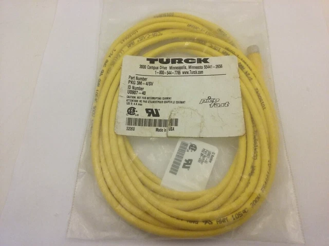 Turck Pkg 3M-4/Sv Cable M8 Picofast Straight Female Connector (U0907-40) Nib