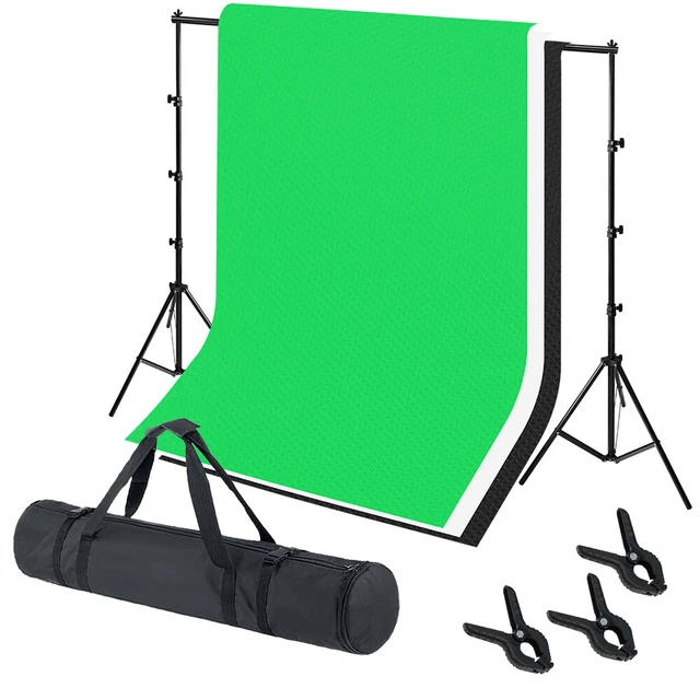 Fotostudio Hintergrundsystem Teleskop 3xHintergrund 2,6x3m Stativ Set Mit Tasche