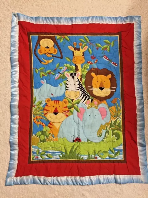 Edredón de cama para cuna hecho a mano para animales/marines de EE. UU.