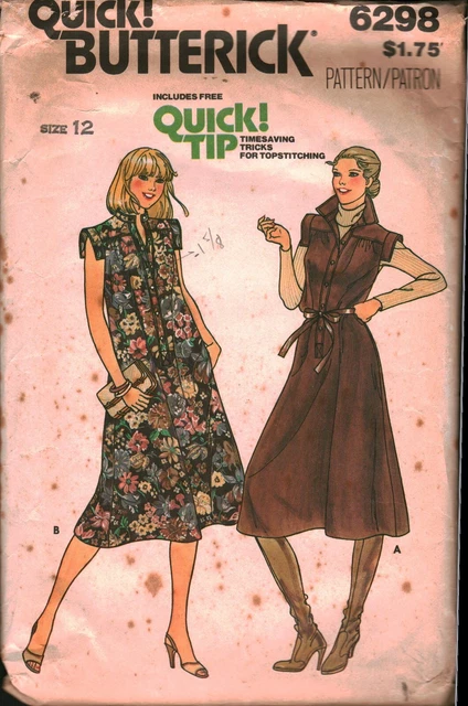 6298 Vintage Butterick Sewing Pattern Misses Loose Fitting Dress Jumper Quick