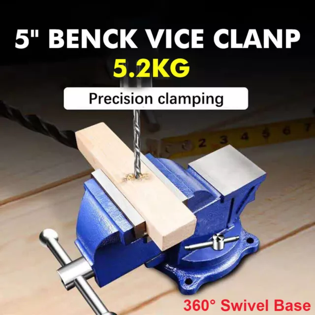5" inch Heavy Duty Steel Bench Vise w/ Anvil Swivel Table Top Clamp Locking Base