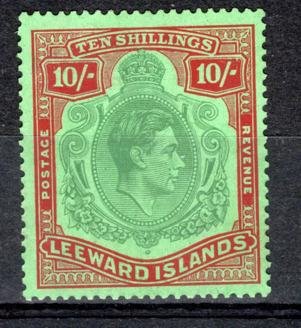 Leeward Is 1938 sg 113 10/- bluish green & deep red / green LM cat £200