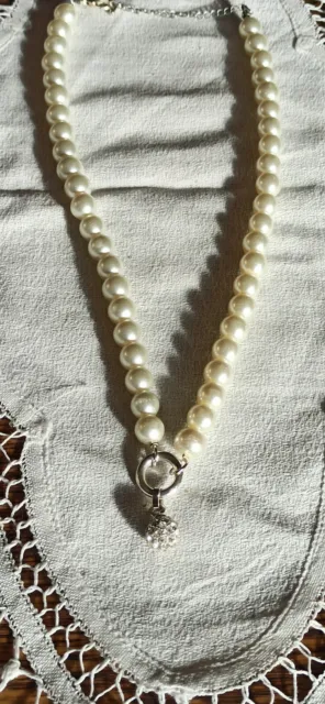 Bijoux ancien collier de perles chic création pendentif strass diamant