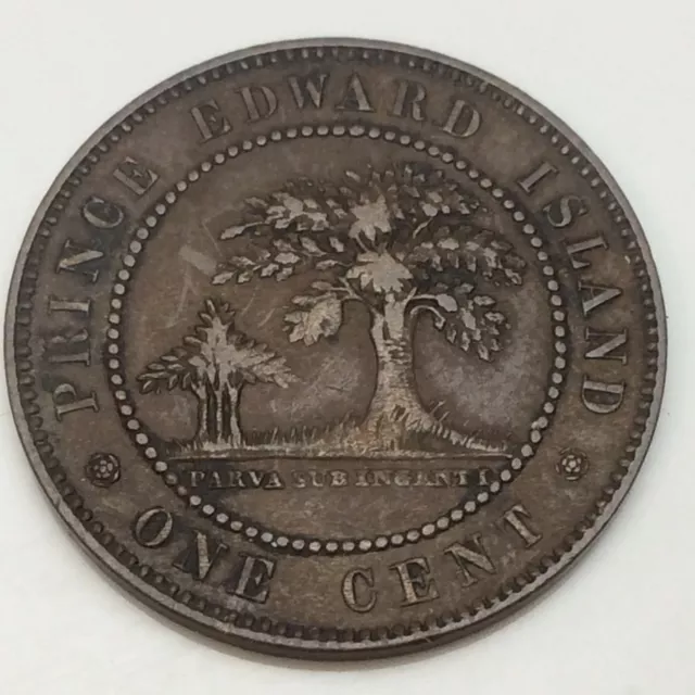 1871 Prince Edward Island PEI One Cent Penny Circulated Coin KM# 4 Canada D846