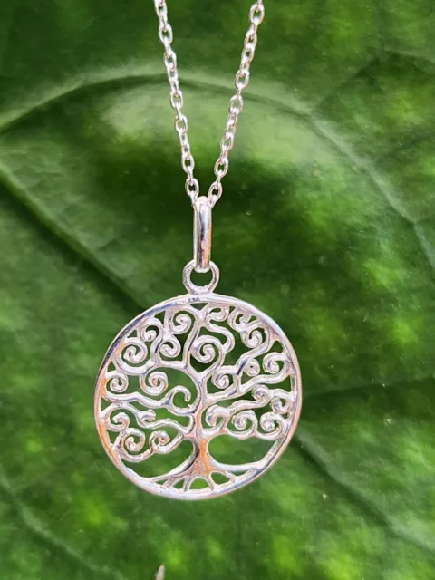 Árbol de la vida espiral collar 925 cadena de plata y colgante regalo en...