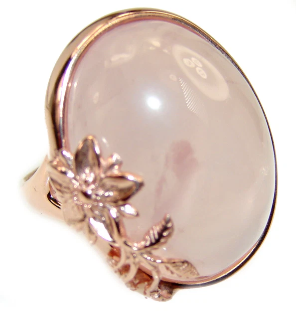 Large 23.2 carat Rose Quartz 18K Gold over .925 Sterling Silver brilliantly hand