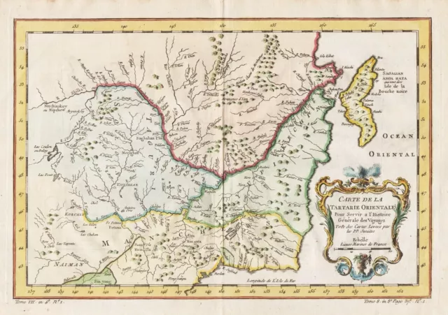 Russia Russland Sakhalin island China Taiwan Asie Asia map Karte Bellin 1750