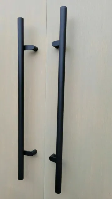45º Offset Modern Door Pull Handle Round Bar Ladder H-shape Matte Black Finish