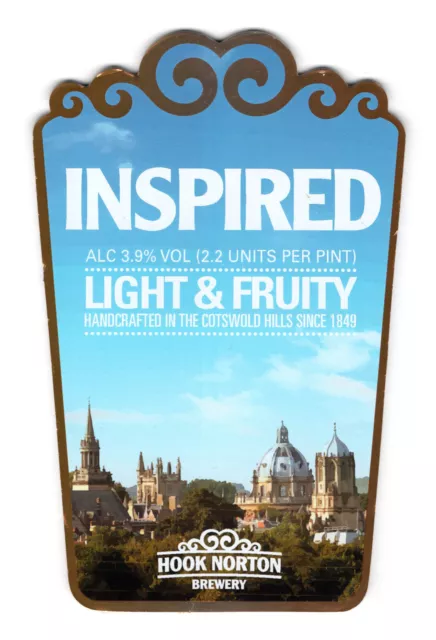 Hook Norton Brewery Inspired pump clip/badge. No longer brewed. Oxford.