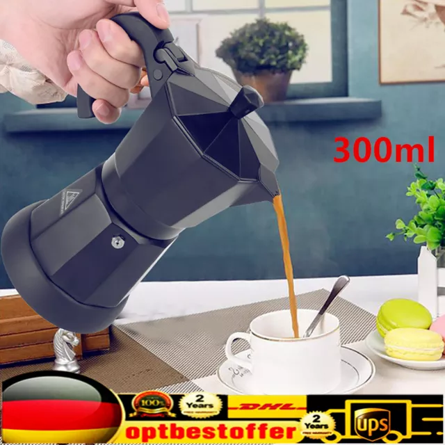 300ml Elektrische Kaffeemaschine Espressokocher Schwarz Mokka Kanne DHL