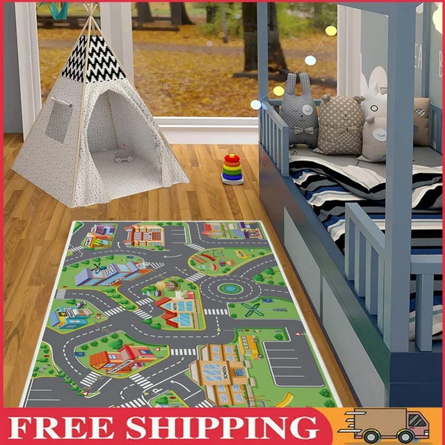 Kids Cartoon Carpet Rectangular Crawling Rug for Playroom Bedroom (60*90cm A)