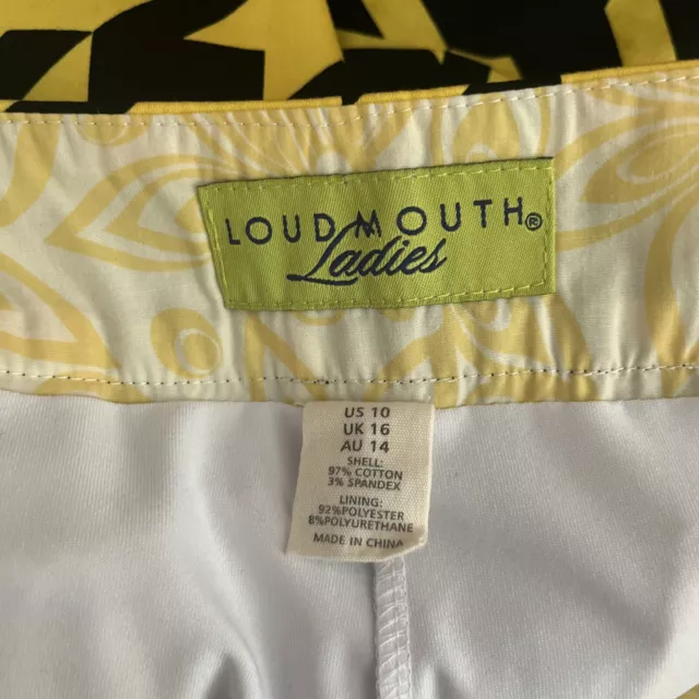 NWOT LOUDMOUTH LADIES 10 -34in Women's Golf Bermuda Shorts Yellow Black ...