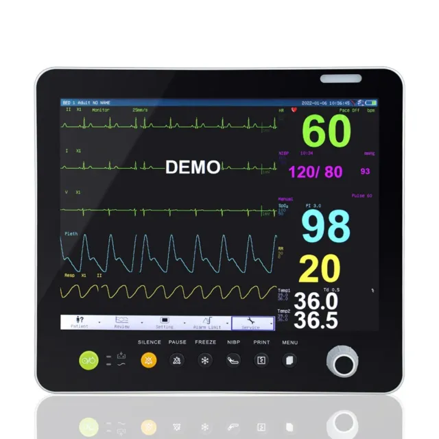 Modular Plug-in Portable ECG NIBP RESP TEMP SPO2 PR 15 Inch Patient Monitor ICU