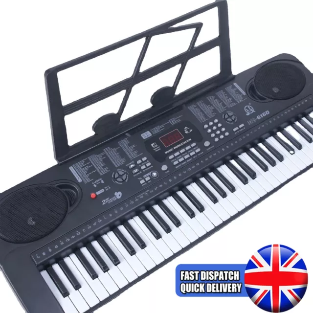 61 Key Electric Digital Piano Musical Beginner Electronic Keyboard w/ Microphone