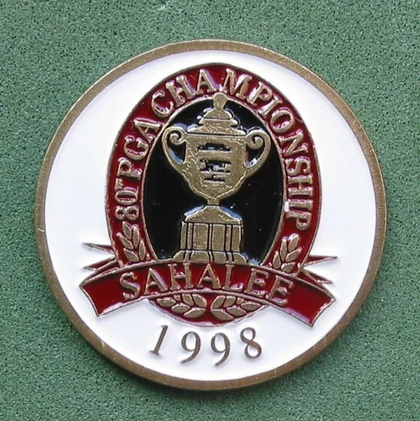 1998 Us Pga Hand Painted Old Golf Ball Marker 1" Coin - Sahalee Country Club