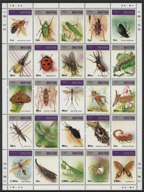 165.BHUTAN 1997 Tampon Feuille Insectes. MNH