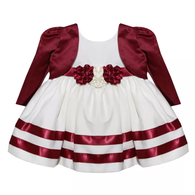 Visara - Robe boutons de rose filles de Bourgogne avec veste boléro (tailles 0-24M)