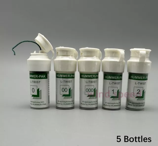 5 Bottles Dental Gingival Retraction Cords Plain Knitted Cotton Cord Line Twist