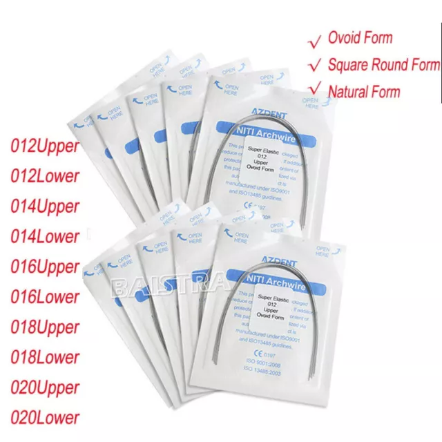 10X Ortho Dental Super Elástico Arco Redondo Alambres Ovoide/Cuadrado/Natural