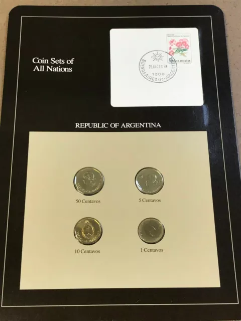 Franklin Mint Coin Sets of All Nations - Argentina 4 Coins & Stamp