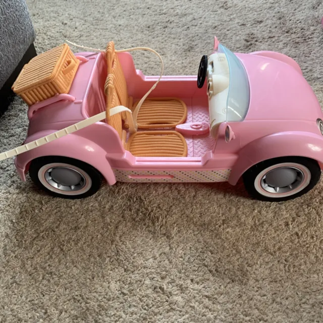 Barbie Beach Glam Cruiser Pink Convertible Car w/Basket 2006 Great , Clean.