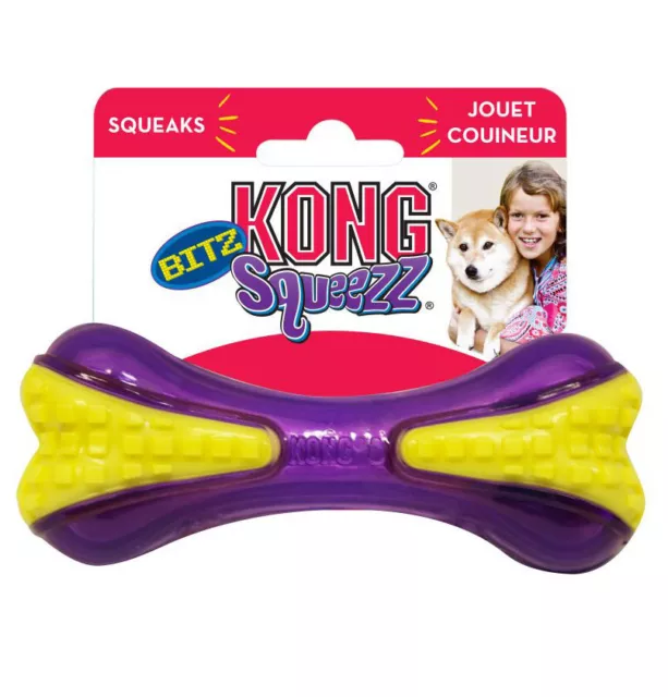 Kong Squeezz Bitz Bone - Chase and Chew Toy For Dogs - Small