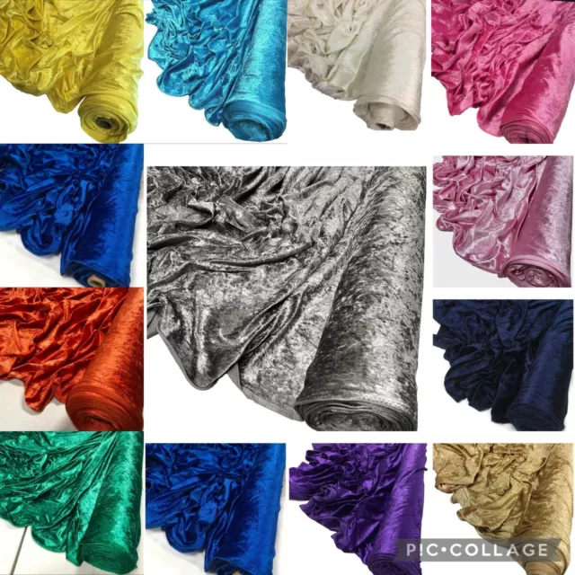 Crushed Velvet Fabric Stretch Velour Craft Dressmaking Upholstery Fabric 60''