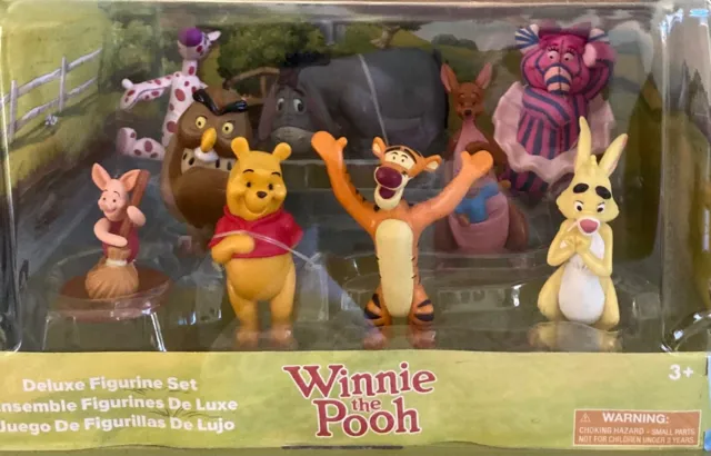 NIB Disney Winnie the Pooh Deluxe Figurine Figure Play Toy 9 pc Set