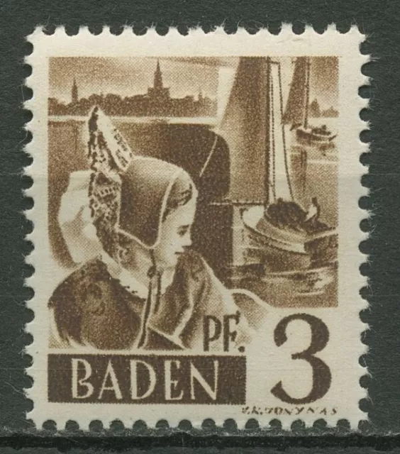 Französische Zone: Baden 1947 Trachtenmädchen Type II, 2 yv II postfrisch