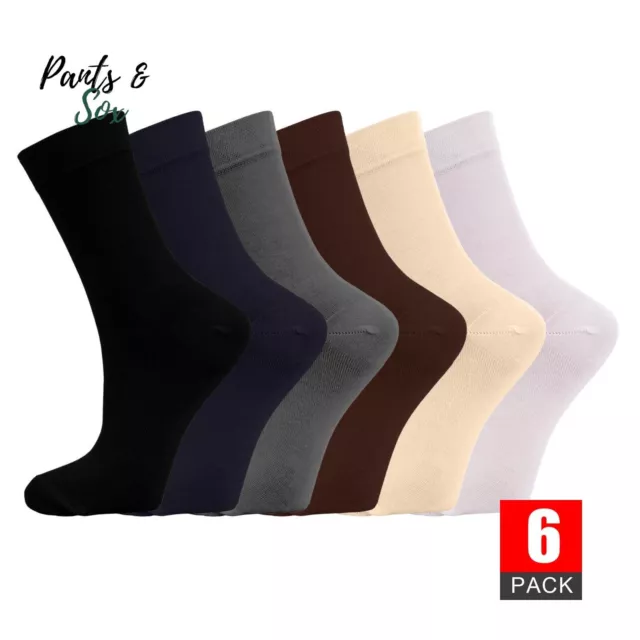 Mens Womens 6 Pairs Black White Natural Bamboo Socks Antibiotic Business Socks