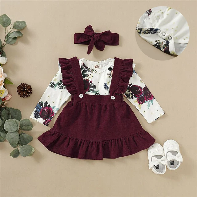 Girl Outfits Headband 3pcs Clothes Pants Dress Tops Tutu Newborn Baby Corduroy
